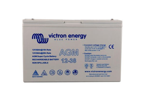 Victron Energy 12V/38Ah AGM Deep Cycle Battery (BAT412350084)-Powerland