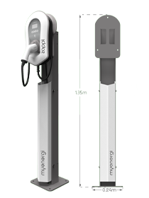 Dual mounting post for two zappi chargers-Powerland